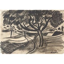 August Macke German Expressionist Charcoal Study