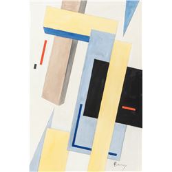 El Lissitsky Russian Abstract Gouache on Paper