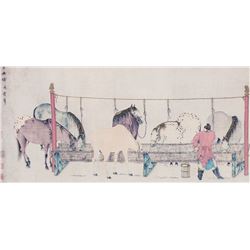 Chinese Print on Paper Horses
