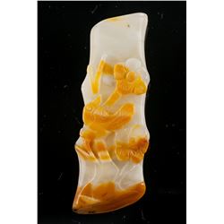 Chinese Brown Hardstone Carved Bamboo Pendant