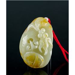 Chinese Qing Period White & Russet Jade Toggle