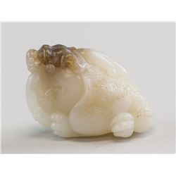 Chinese Russet White Jade Carved Lion