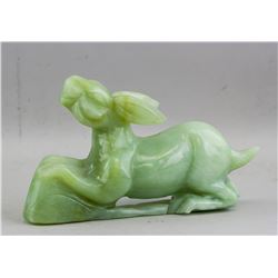 Chinese Green Jade Carved Rabbit Statue