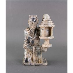 Chinese Han/Tang Style Jade Carved Lamp Statue