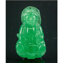Burma Green Jadeite Carved Guanyin Pendant