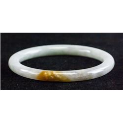 Burma Mixed Tone Jadeite Carved Bangle CERT