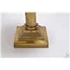 Image 2 : Brass oil lamp with hand painted floral motif pink glass font and dual wicks, 29" in height includin