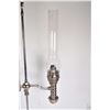 Image 2 : Antique nickel plated student's oil lamp with possibly replaced cast base, painted silver
