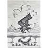 Image 2 : Framed original pencil and ink sketch "Oct, 06 "The Seal Hunt" Cape Dorset N.U, ?? Pootoogook, 15" X