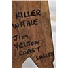 Image 3 : Caribou horn cribbage board 26" in length and a carved wall hanging and labelled on verso "Raven, Wi