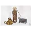 Image 1 : Three vintage/antique marine collectibles including a battery operated lamp with clear Fresnel shade