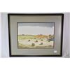 Image 1 : Framed original watercolour painting titled on verso " Hayfield in Alberta" by artist George Weber, 