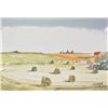 Image 2 : Framed original watercolour painting titled on verso " Hayfield in Alberta" by artist George Weber, 