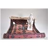 Image 1 : Alabaster art deco figure "Eva" 10" in height and small Afghani fringed wool carpet 18" X 25"