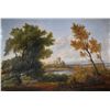 Image 2 : Antique framed oil on canvas painting of a landscape with castle, no artist signature seen, 16" X 25