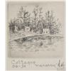 Image 2 : Three framed artworks including limited edition Thelma Manarey print "Cottages" 36/50, small coloure