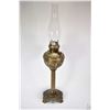Image 1 : Vintage brass Bradley and Hubbard oil lamp with cast brass base and embossed scroll work font plus c
