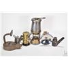 Image 1 : Selection of vintage mining lamps including Wolf Type FS safety lamp, cast hanging oil lamp, two hel