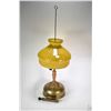 Image 1 : Brass Coleman kerosene lamp with yellow pressed glass shade, appears complete including built in pre