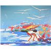 Image 2 : Framed original oil on canvas painting of a beach scene with figure signed by artist K. Gastarini, 1