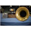 Image 1 : Antique Edison Home phonograph, serial no. H205444 with ten wax cylinders and large external horn ma