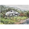 Image 2 : Framed watercolour painting titled on verso "Farmhouse Near Beaverlodge" by artist Mary Masters, 10"