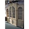 Image 1 : Antique distressed style three piece wall unit with left and right open shelf displays and two cente
