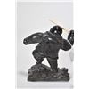 Image 2 : Two Inuit carvings including Argillite carved hunter 7" in height and green soapstone bear