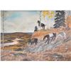 Image 2 : Framed acrylic on canvas painting of a trail riders and horses, signed by artist A. (August) Natanna