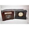 Image 1 : Wood cased Sessions mantle clock with key, trying to work at time of cataloguing and a Philco table 
