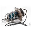 Image 2 : Antique Electrolier bronze navigational lamp with green glass shade and lattice work bronze cage