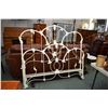 Image 1 : Quality modern antique style wrought iron and brass style queen sized bed including headboard, footb