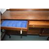 Image 2 : Mid 20th century walnut sideboard with low back board, multiple doors and drawers and carved ball an