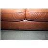 Image 2 : Full size over stuffed brown leather sofa with nail head decoration