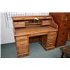 Image 1 : Modern S bend oak roll top double pedestal desk with fitted interior made by Oak Craft