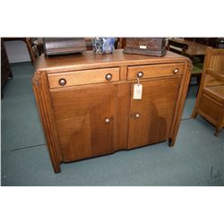 English quarter cut oak art deco sideboard with original door and drawer pulls