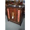Image 1 : Modern Oriental style two door cabinet with carved and painted panels, 39" in height and 35" wide