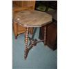 Image 1 : Antique tri- leg occasional table with enneagon top and bobbin supports