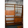 Image 1 : Mid century modern teak veneered wall unit with adjustable shelves and two double door sections