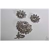 Image 1 : Vintage signed Sherman diamante like blossom brooch and matching earrings