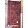 Image 1 : 100% handmade Baluchi area carpet with quadruple medallion, red background, overall geometric patter