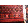 Image 2 : 100% handmade scatter rug with red background and geometric design with highlights of pink, blue etc