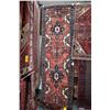 Image 1 : 100% handmade wool carpet Azarbijan with multiple medallions, red background and highlights of blue,