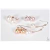 Image 1 : Four pairs of as new coloured pearl earrings including two sets of studs and two with Shepard hooks.