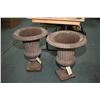 Image 1 : Pair of matching cast iron urn motif planters, 24" in height. Note: This lot cannot be shipped. Loca