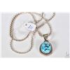 Image 1 : Sterling silver 18" neck chain and sterling and turquoise pendant