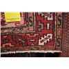 Image 2 : 100% handmade wool carpet Hamdan with center medallion, red background, stylized floral and highligh