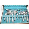Image 2 : Walnut canteen containing twelve knives, ten each of tablespoons, dinner forks and dessert forks, tw