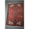 Image 1 : 100% handmade wool Zanjan throw rug with triple medallion, red background and highlights of green, b