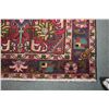 Image 2 : 100% handmade Tabriz throw rug with pink background, center medallion and highlights of green, sage,